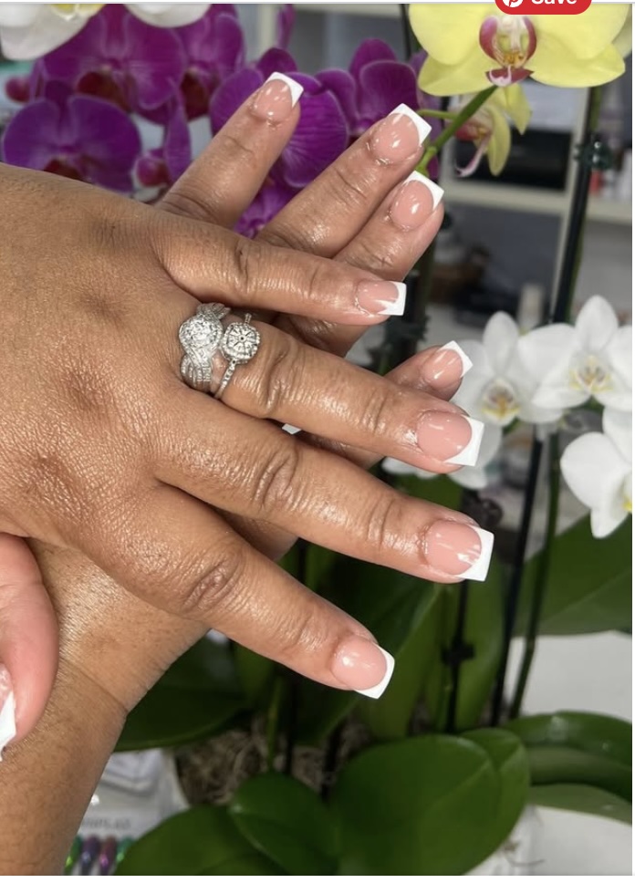 Fresh white French tip manicure at Posh Nail Lounge
