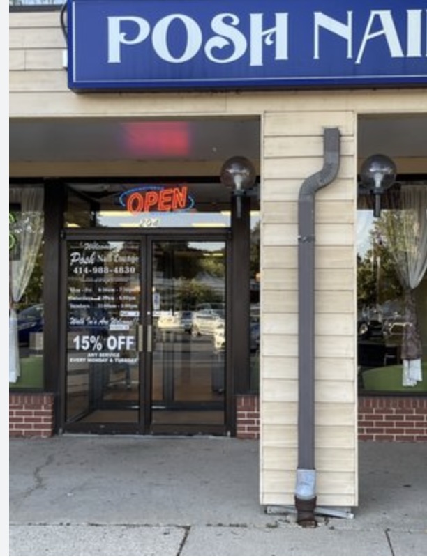The Posh Nail Lounge storefront on Silver Spring Drive in Glendale, Wisconsin